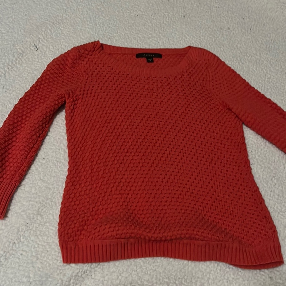 Long sleeve, woven orange 3/4 sweater